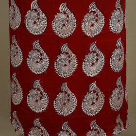 Maroon - 3pc Modal Silk Unstitched Bagh Print Suit Material Set 