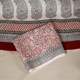 Maroon - 3pc Modal Silk Unstitched Bagh Print Suit Material Set 