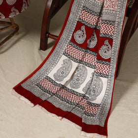 Maroon - 3pc Modal Silk Unstitched Bagh Print Suit Material Set 