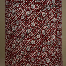 Maroon - 3pc Modal Silk Unstitched  Bagh Print Suit Material Set 