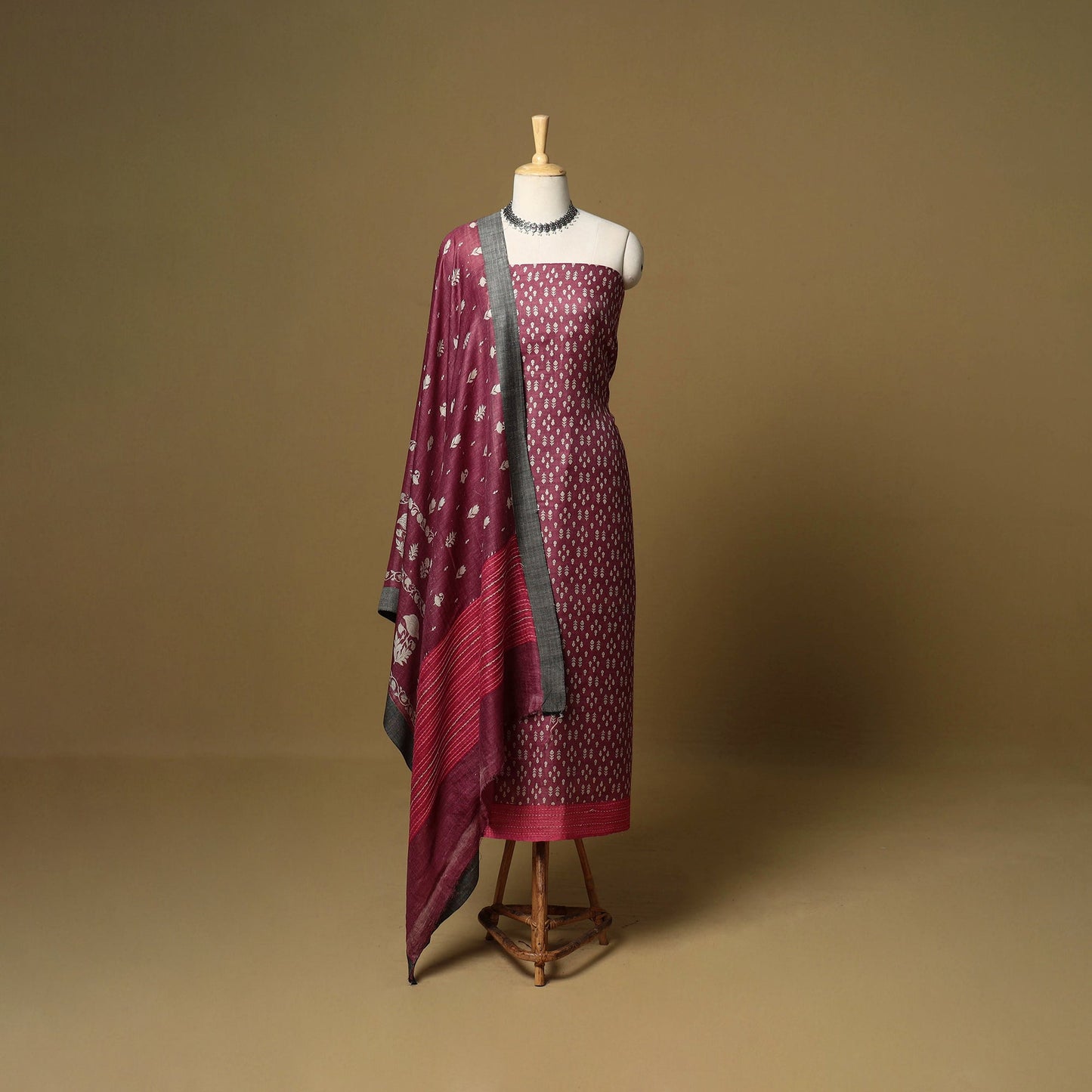 3pc pashmina wool handloom unstitched sanganeri dress
