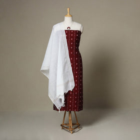 Maroon - 3pc unstitched sambalpuri ikat dress material