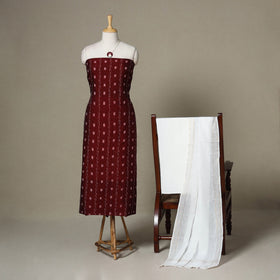 Maroon - 3pc unstitched sambalpuri ikat dress material