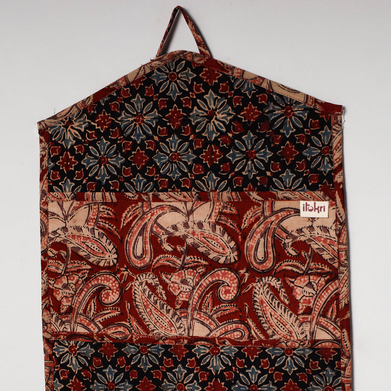 Maroon - 4 pockets handcrafted cotton wall hanging letter