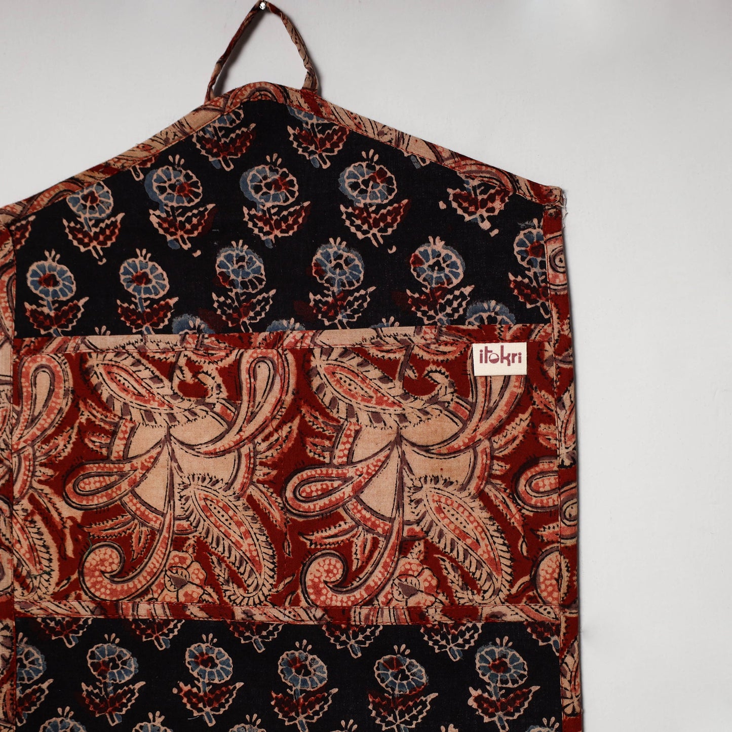 Maroon - 4 pockets handcrafted cotton wall hanging letter