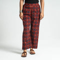 Maroon - Ajrakh Block Printed Cotton Elasticated Pant