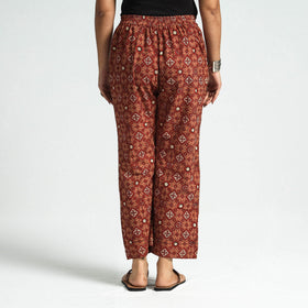 Maroon - orange - printed cotton elasticated pant
