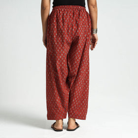 Maroon - printed cotton elasticated salwar - handcrafted