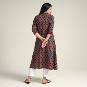 Buy Ajrakh Block Printed Cotton Long Kurta for Women