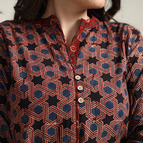 Buy Ajrakh Block Printed Cotton Long Kurta for Women