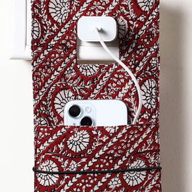 Maroon Ajrakh Block Printed Cotton Mobile Charging Holder 