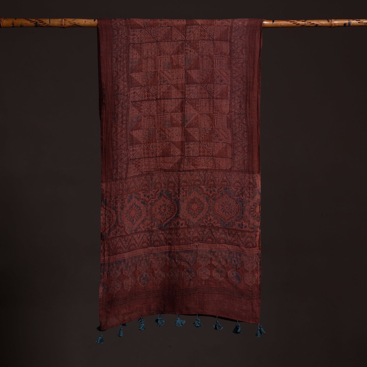  Ajrakh Hand Block Printed Pure Woolen Stole 