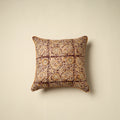 Maroon Kalamkari Block Print Cotton Cushion Cover
