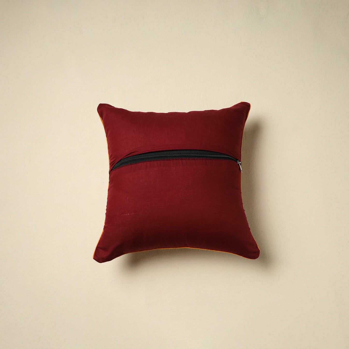 Maroon Kalamkari Block Print Cotton Cushion Cover