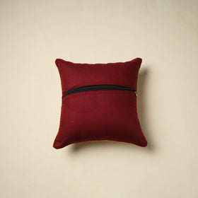 Maroon Kalamkari Block Print Cotton Cushion Cover