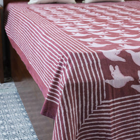 Maroon - Block Art Print Cotton Single Bindaas Bed Sheet (93 x 60 in)