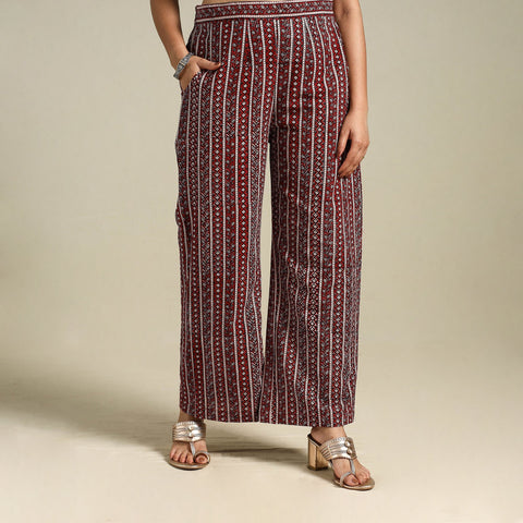 Maroon Bagh Block Print Natural Dyed Cotton Palazzo