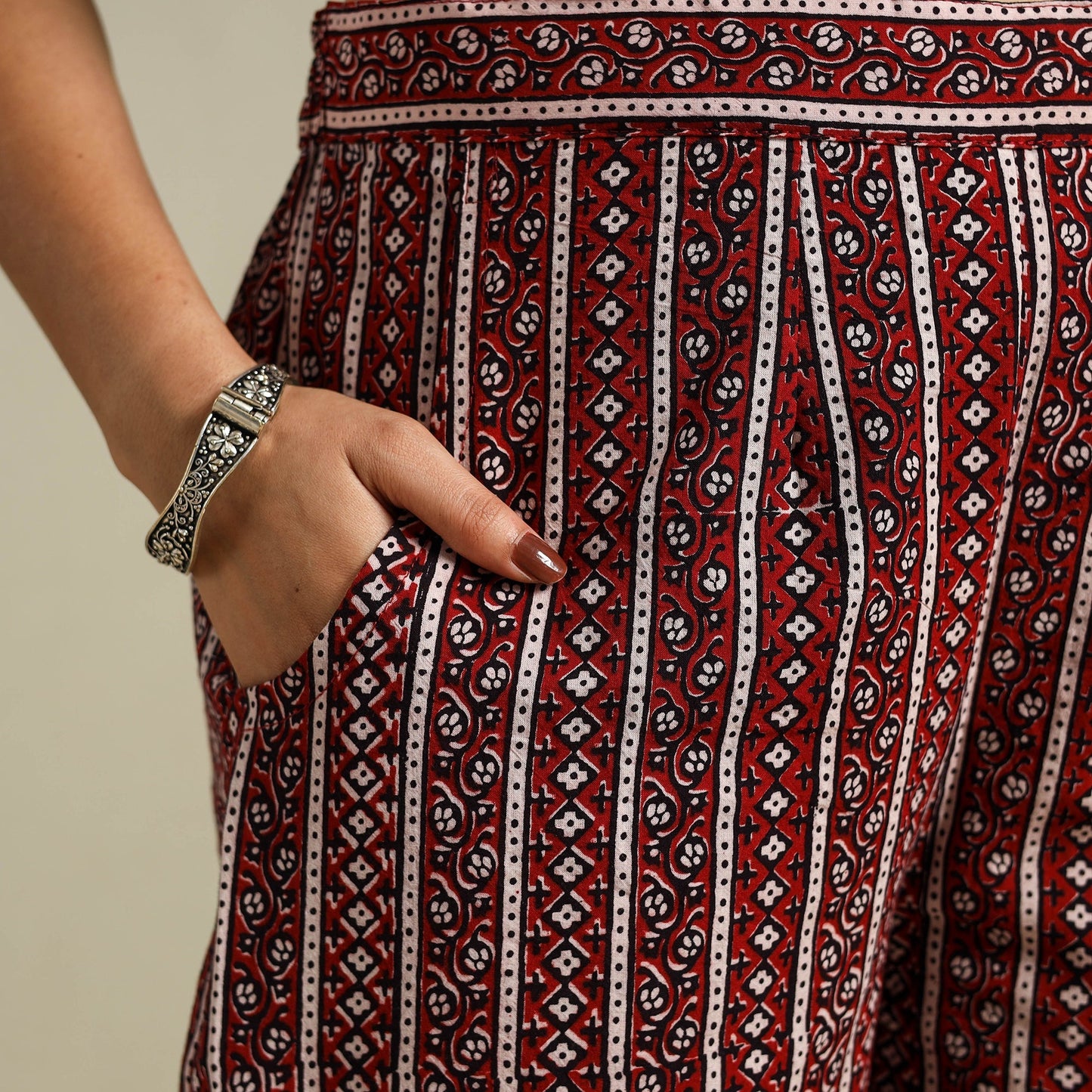 Maroon Bagh Block Print Natural Dyed Cotton Palazzo