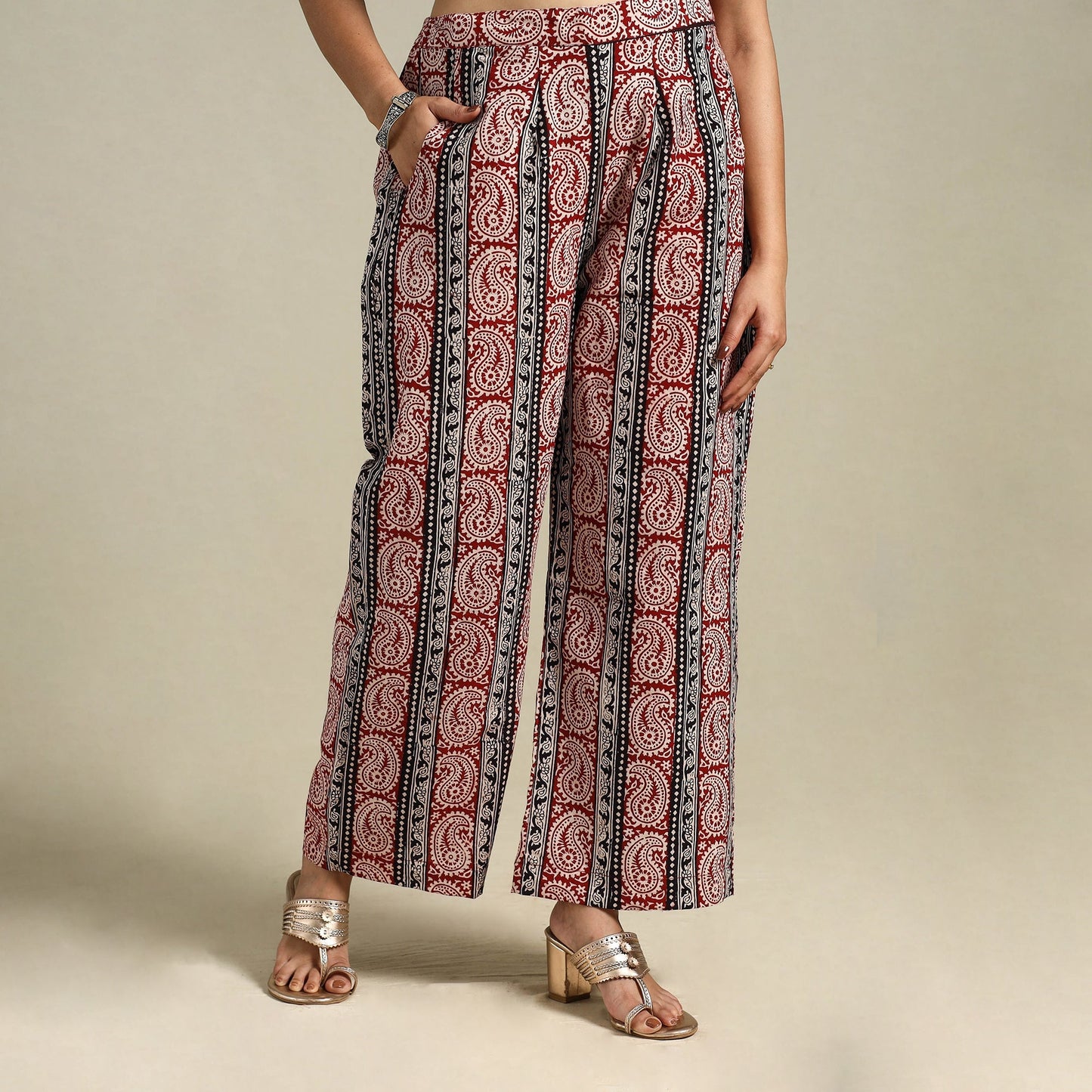 Maroon - bagh natural dyed cotton palazzo 20 - handcrafted