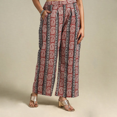 Maroon - bagh natural dyed cotton palazzo 20 - handcrafted