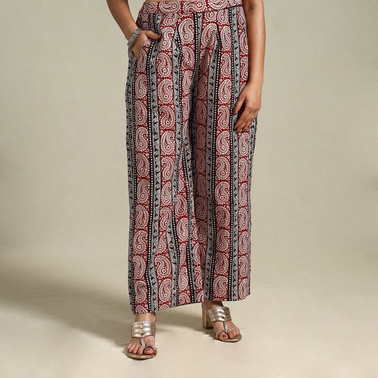 Maroon - bagh natural dyed cotton palazzo 20 - handcrafted