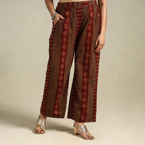 Maroon Bagh Block Print Natural Dyed Cotton Palazzo