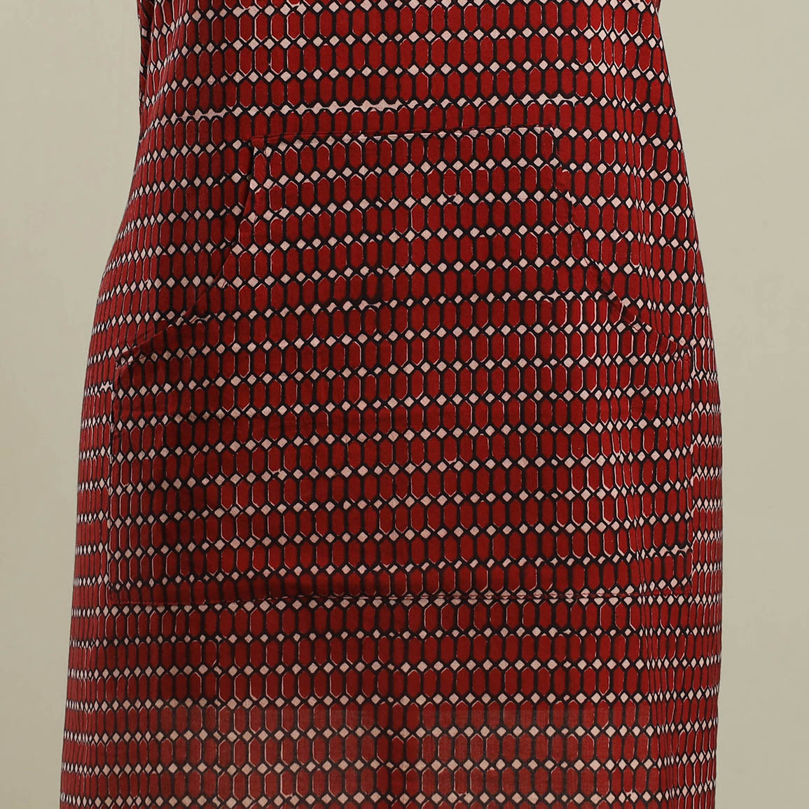 Buy Maroon Bagh Block Print Cotton Apron with Pocket