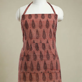 Buy Maroon Bagh Block Print Cotton Apron with Pocket