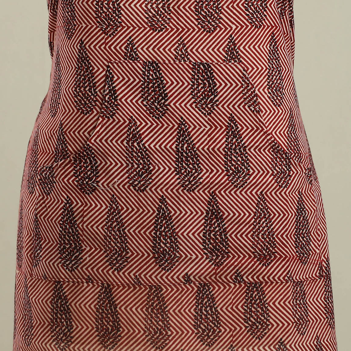 Buy Maroon Bagh Block Print Cotton Apron with Pocket