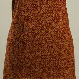 Buy Maroon Bagh Block Print Cotton Apron with Pocket