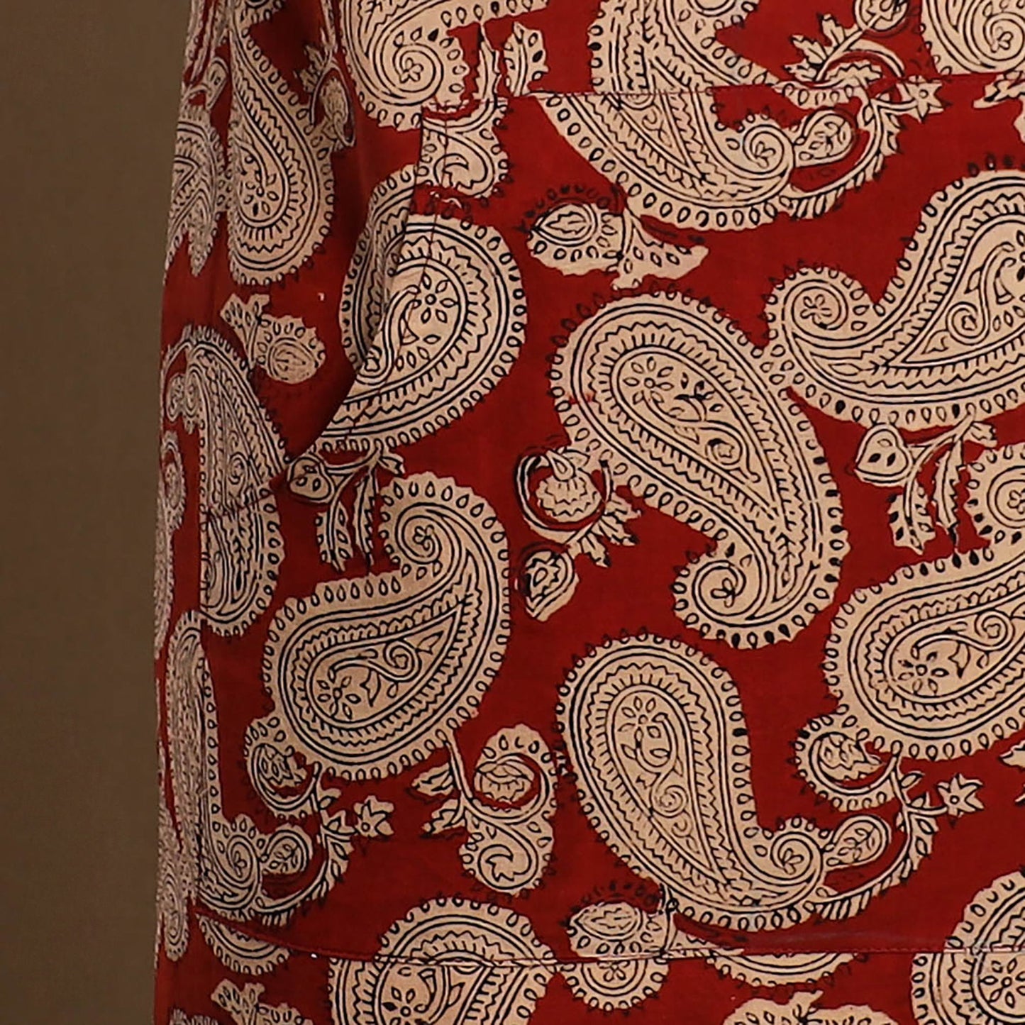 Maroon - Bagh Block Print Cotton Apron with Pocket 30