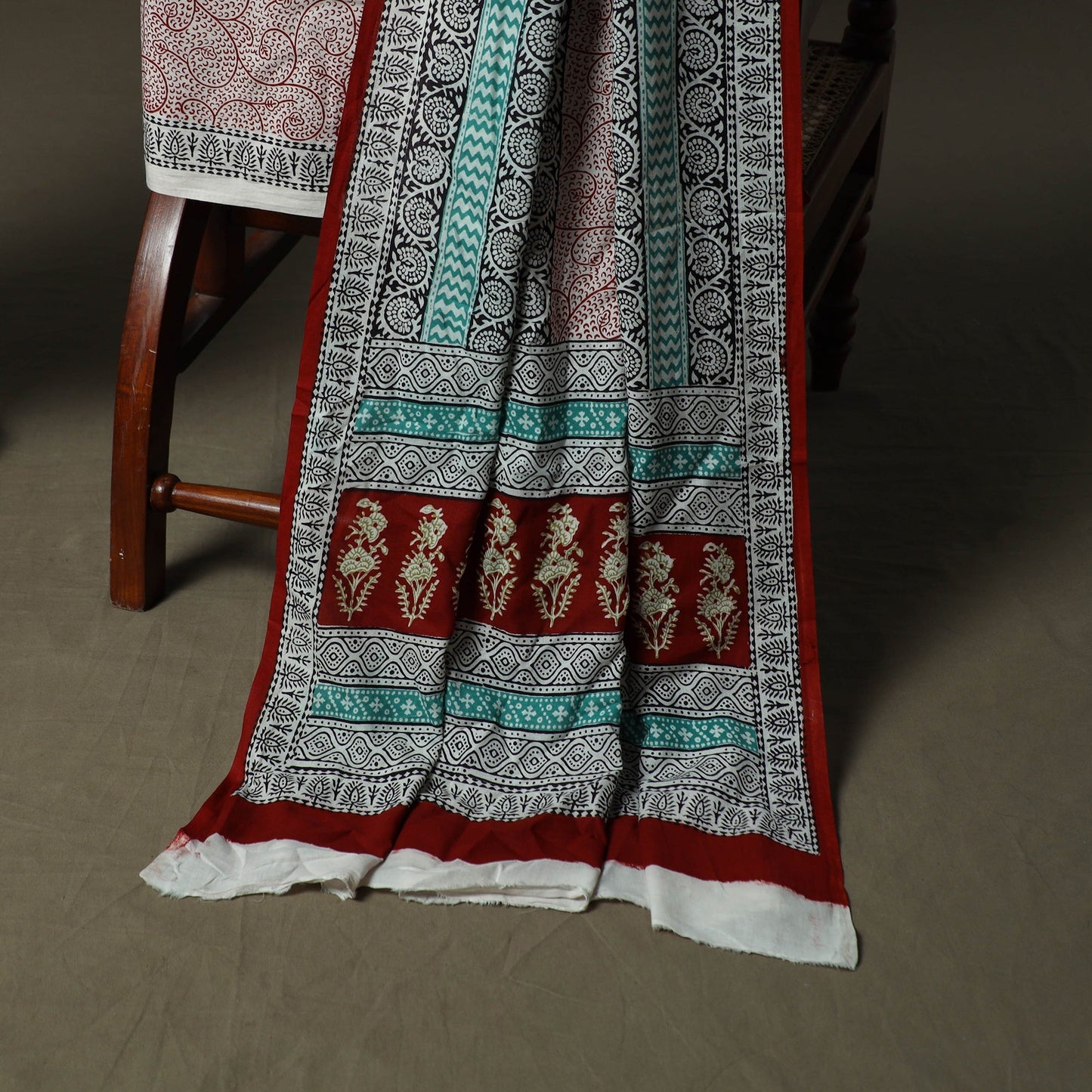 Bagh hand block print natural dyed cotton 3pc unstitched