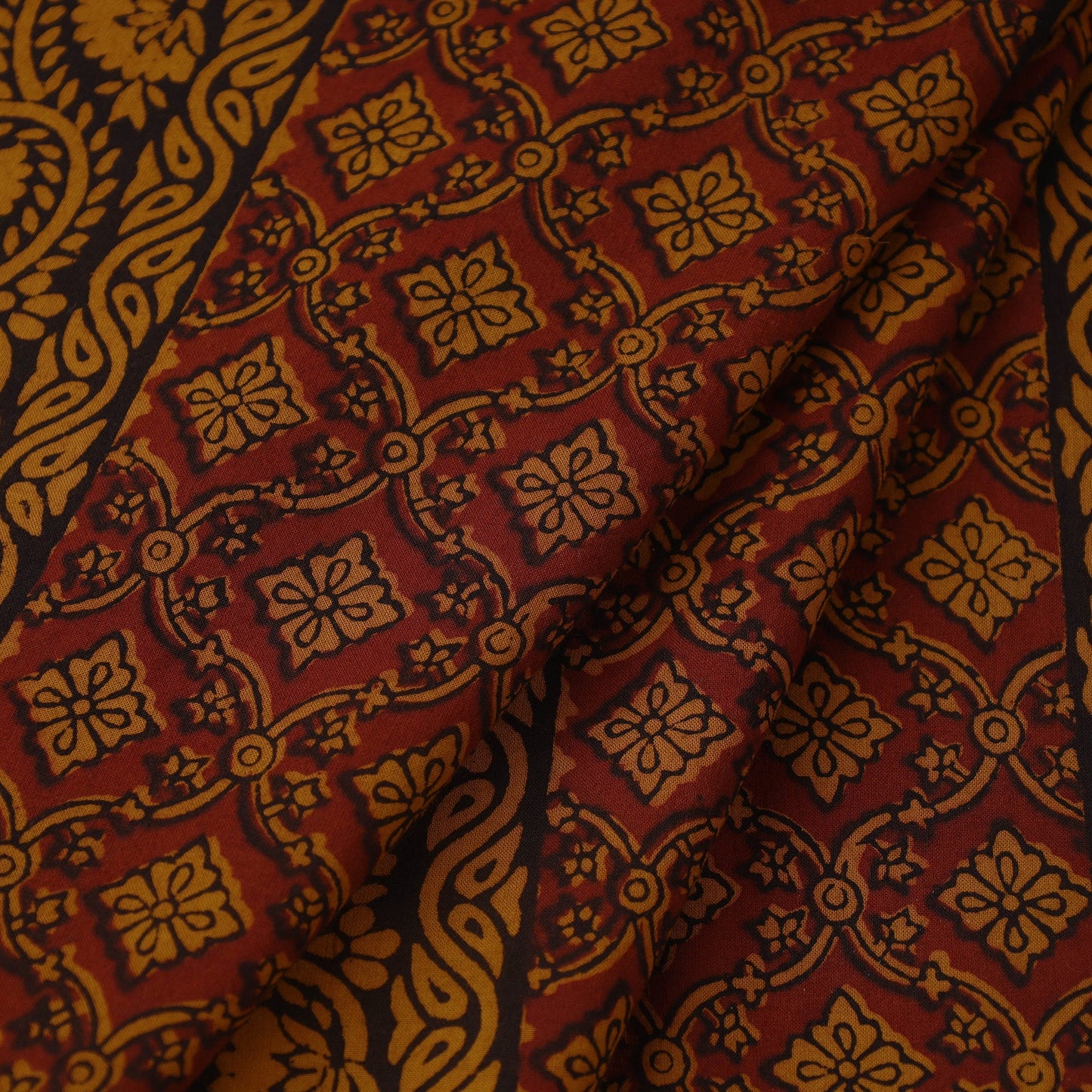 Maroon - bagh hand natural dyed cotton fabric 46