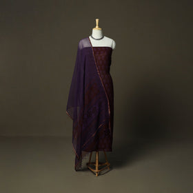 Bagh hand block print natural dyed kota doria cotton 3pc
