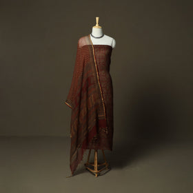 Bagh hand block print natural dyed kota doria cotton 3pc