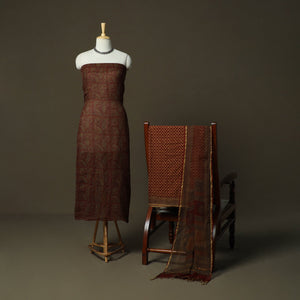 Bagh hand block print natural dyed kota doria cotton 3pc