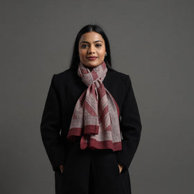 Maroon - bagh hand printed merino woollen stole 02