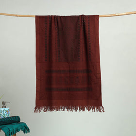 Maroon Bagh Hand Block Print Cotton Handloom Towel