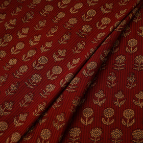 Red Bagh Hand Block Print Natural Dye Stripe Cotton Fabric