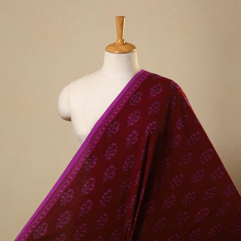 Maroon Bagh Hand Block Print Natural Dyed Cotton Fabric