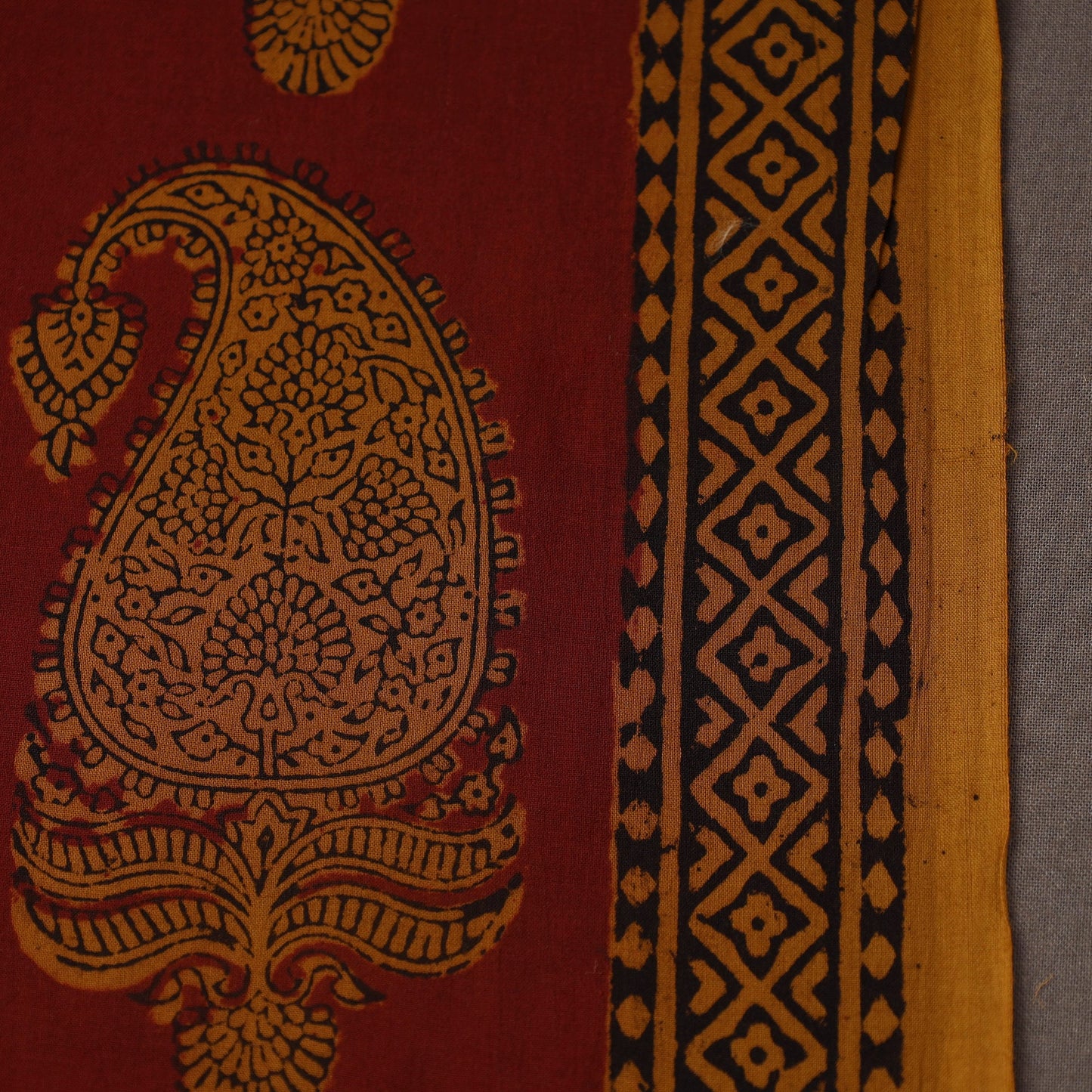 Maroon Bagh Hand Block Print Natural Dyed Cotton Fabric