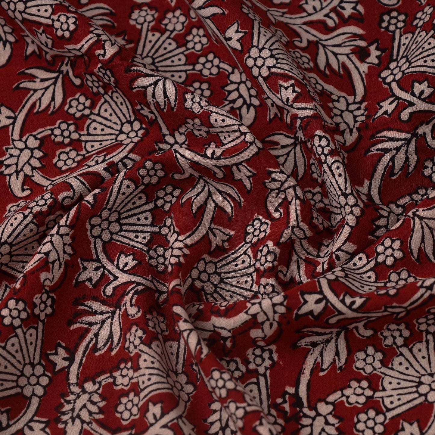 Red Bagh Hand Block Print Natural Dyed Cotton Fabric