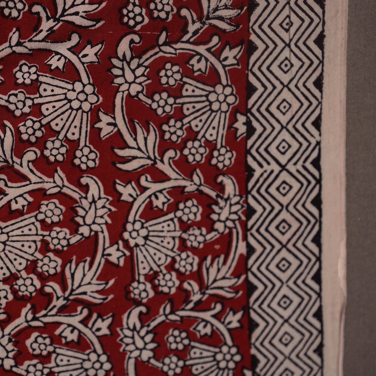Red Bagh Hand Block Print Natural Dyed Cotton Fabric
