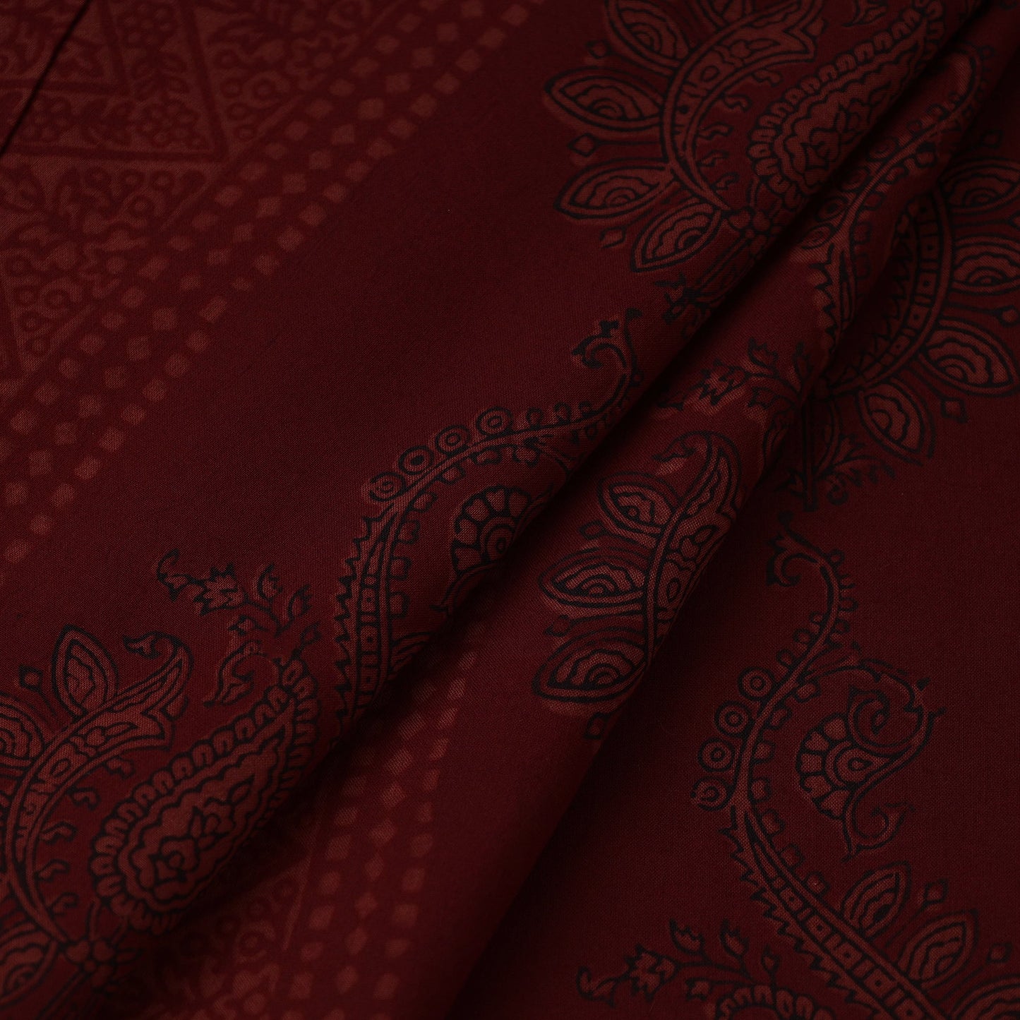 Red Bagh Hand Block Print Natural Dyed Cotton Fabric