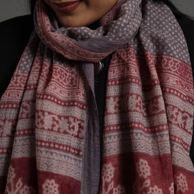 Maroon - bagh hand printed merino woollen stole 01