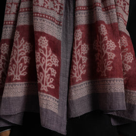 Maroon - bagh hand printed merino woollen stole 01