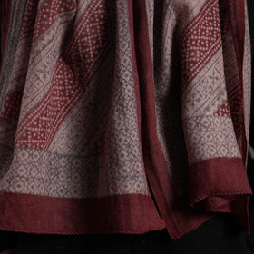 Maroon - bagh hand printed merino woollen stole 02