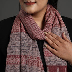  Maroon Bagh Hand Block Printed Merino Woollen Stole