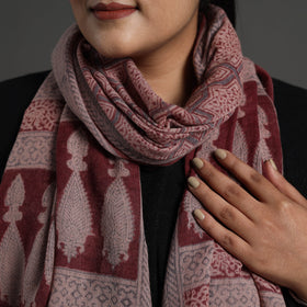 Maroon - bagh hand printed merino woollen stole 42