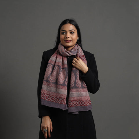Maroon Bagh Hand Block Printed Merino Woollen Stole